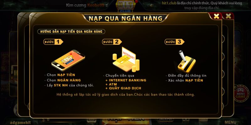 Hướng dẫn nạp rút tiền cổng game Hit Club-4