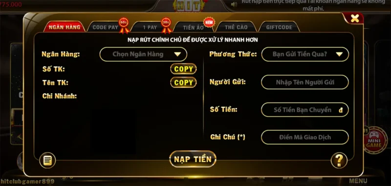 Mẹo hướng dẫn cách nạp rút tiền đúng cách nhanh chóng tại Hit Club